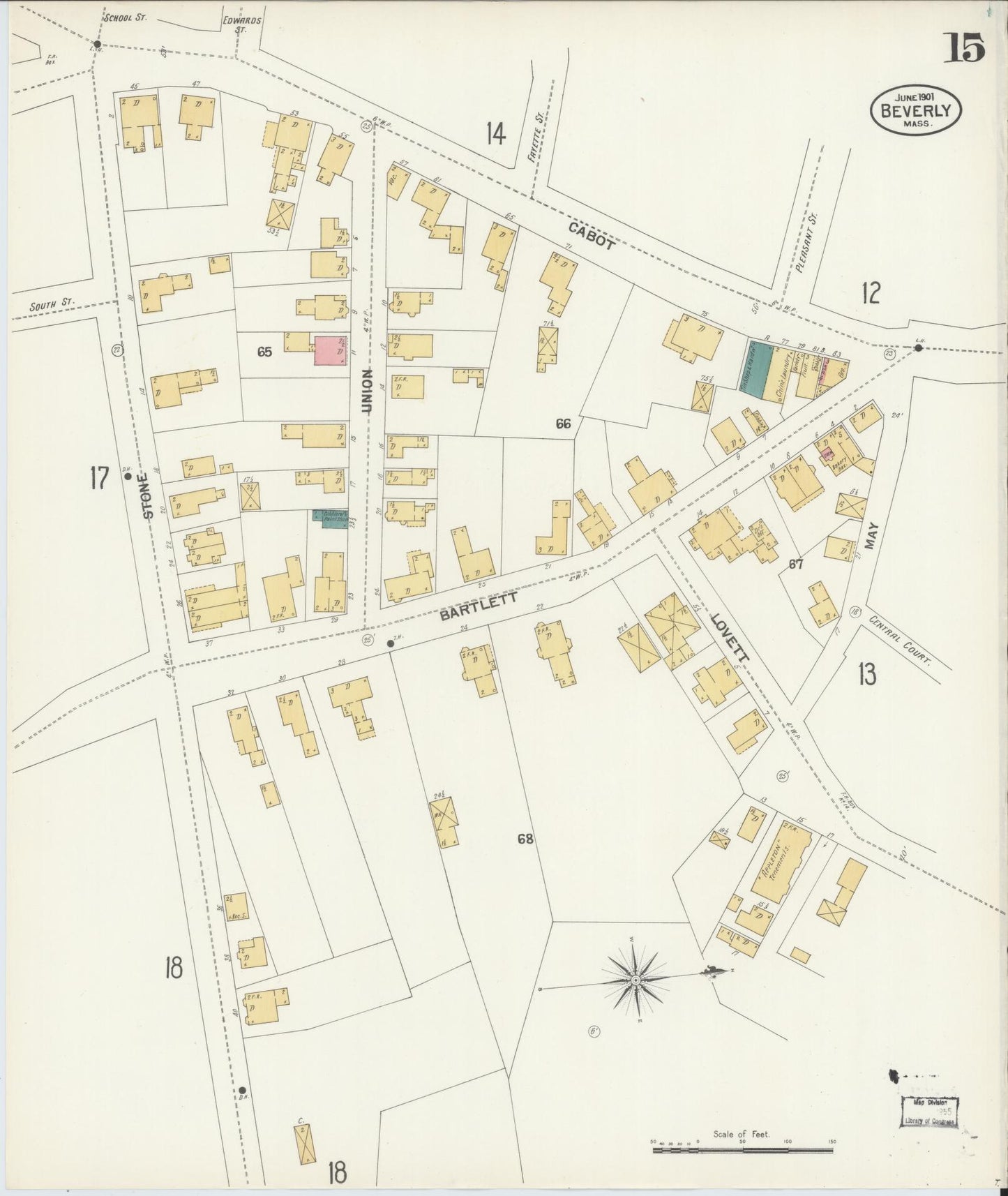 Sanborn Fire Insurance Map from Beverly, Essex County, Massachusetts (1901), Sheet #0015 - Complete Map Set gallery image, historic Sanborn map, vintage wall art, Massachusetts Massachusetts