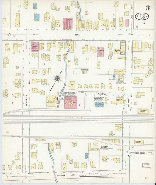 Sanborn Fire Insurance Map from Ripley, Chautauqua County, New York (1912), Sheet #0003 - Historic Sanborn Fire Insurance Map Print, vintage old map wall art, antique decor, genealogy gift, New York New York map