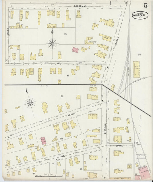 Sanborn Fire Insurance Map from Whitehall, Washington County, New York (1896), Sheet #0005 - Historic Sanborn Fire Insurance Map Print, vintage old map wall art, antique decor, genealogy gift, New York New York map