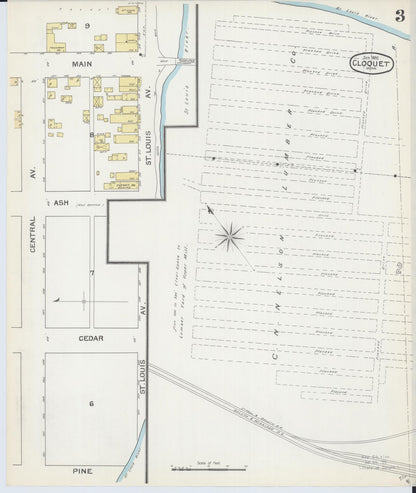 Sanborn Fire Insurance Map from Cloquet, Carlton County, Minnesota (1892), Sheet #0003 - Historic Sanborn Fire Insurance Map Print, vintage old map wall art, antique decor, genealogy gift, Minnesota Minnesota map