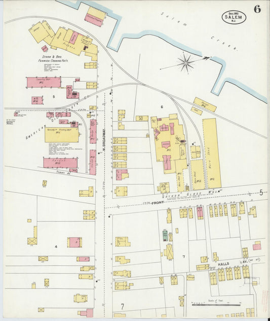 Sanborn Fire Insurance Map from Salem, Salem County, New Jersey (1902), Sheet #0006 - Historic Sanborn Fire Insurance Map Print, vintage old map wall art, antique decor, genealogy gift, New Jersey New Jersey map