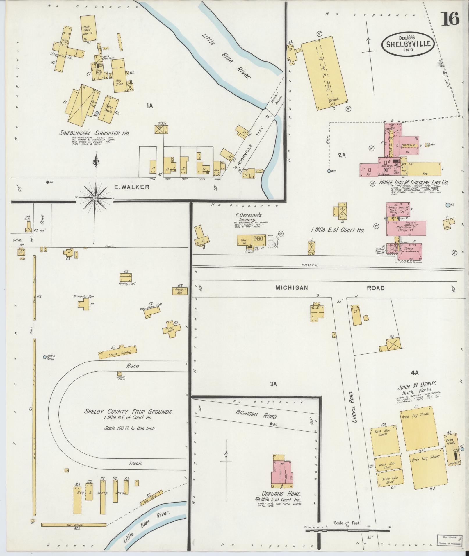 Sanborn Fire Insurance Map from Shelbyville, Shelby County, Indiana (1898), Sheet #0016 - Complete Map Set gallery image, historic Sanborn map, vintage wall art, Indiana Indiana