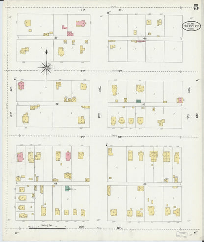 Sanborn Fire Insurance Map from Greeley, Weld County, Colorado (1906), Sheet #0005 - Complete Map Set gallery image, historic Sanborn map, vintage wall art, Colorado Colorado
