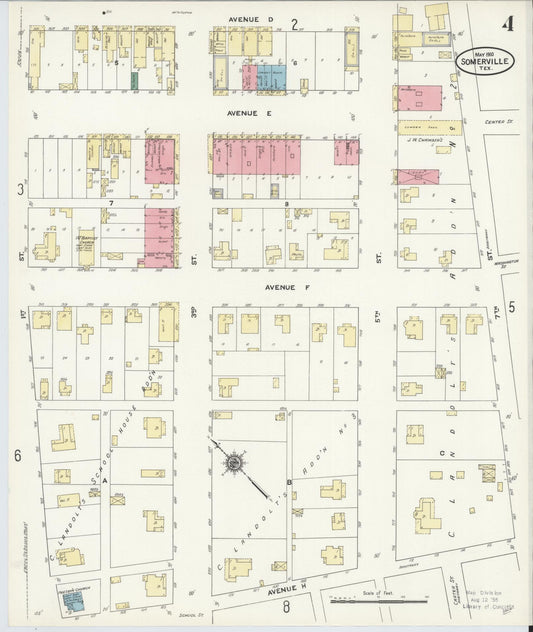 Sanborn Fire Insurance Map from Somerville, Burleson County, Texas (1910), Sheet #0004 - Historic Sanborn Fire Insurance Map Print, vintage old map wall art, antique decor, genealogy gift, Texas Texas map