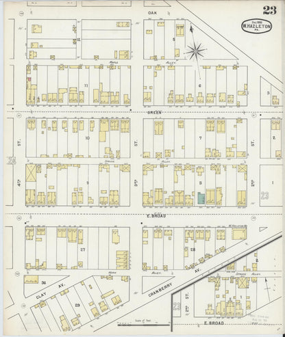 Sanborn Fire Insurance Map from Hazleton, Luzerne County, Pennsylvania (1895), Sheet #0023 - Historic Sanborn Fire Insurance Map Print, vintage old map wall art, antique decor, genealogy gift, Pennsylvania Pennsylvania map