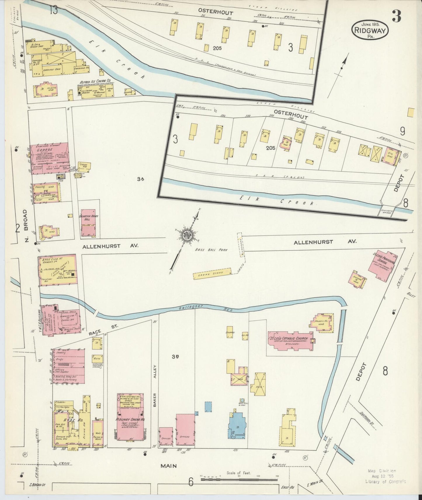 Sanborn Fire Insurance Map from Ridgway, Elk County, Pennsylvania (1915), Sheet #0003 - Complete Map Set gallery image, historic Sanborn map, vintage wall art, Pennsylvania Pennsylvania