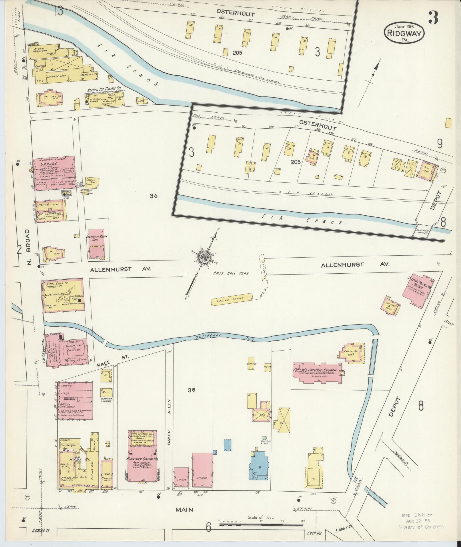 Sanborn Fire Insurance Map from Ridgway, Elk County, Pennsylvania (1915), Sheet #0003 - Complete Map Set gallery image, historic Sanborn map, vintage wall art, Pennsylvania Pennsylvania