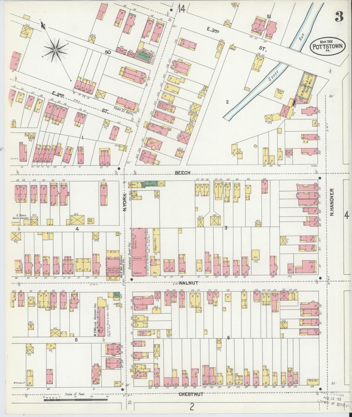 Sanborn Fire Insurance Map from Pottstown, Montgomery County, Pennsylvania (1902), Sheet #0003 - Complete Map Set gallery image, historic Sanborn map, vintage wall art, Pennsylvania Pennsylvania