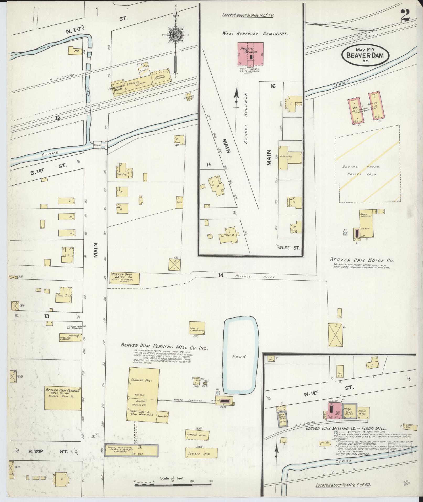 Sanborn Fire Insurance Map from Beaver Dam, Ohio County, Kentucky (1910), Sheet #0002 - Complete Map Set gallery image, historic Sanborn map, vintage wall art, Kentucky Kentucky