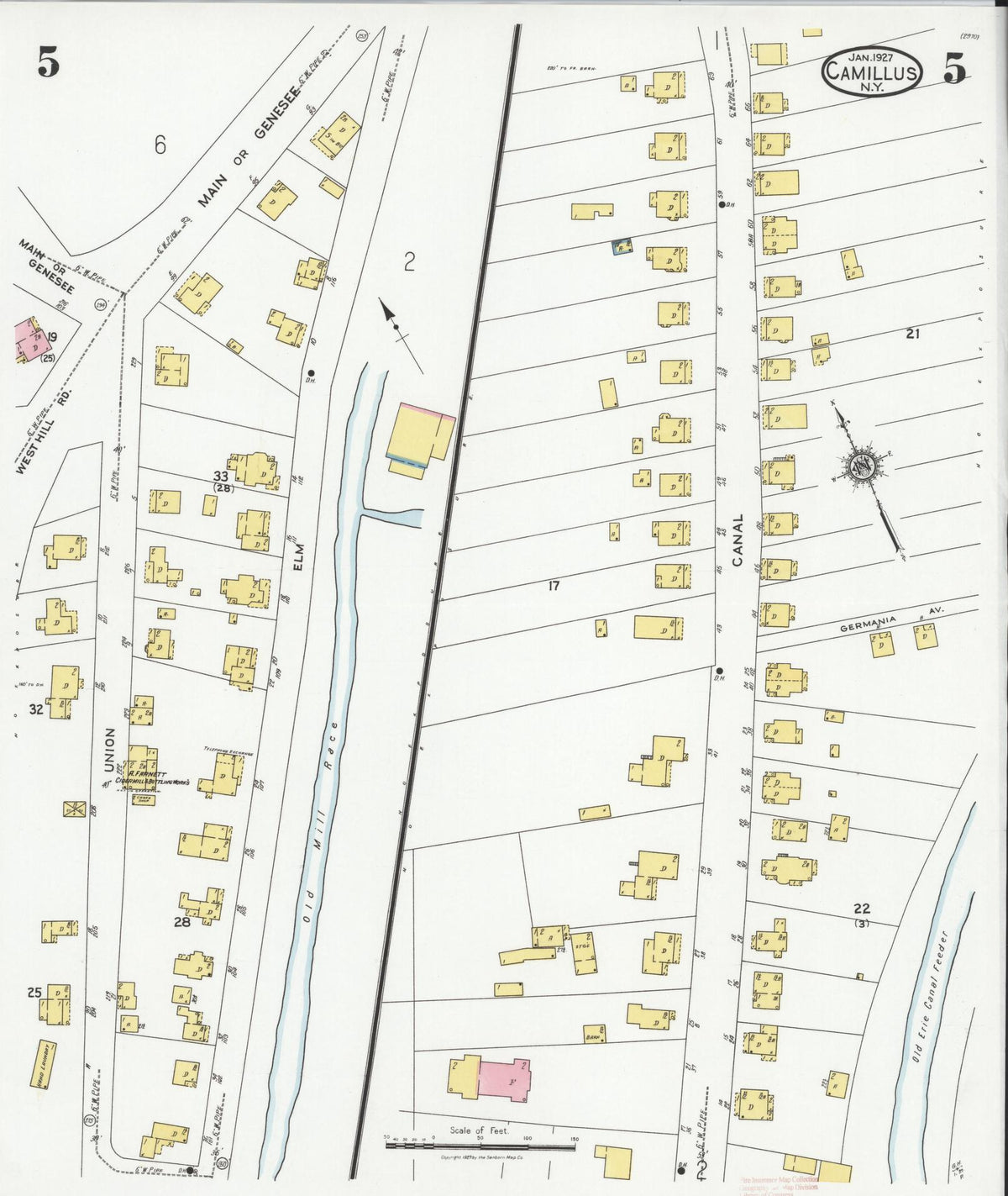 Sanborn Fire Insurance Map from Camillus, Onondaga County, New York (1927), Sheet #0005 - Complete Map Set gallery image, historic Sanborn map, vintage wall art, New York New York