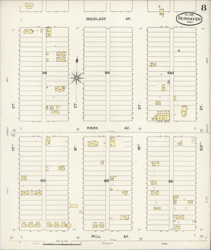 Sanborn Fire Insurance Map from Fairhaven [see also Bellingham and Sehome], Whatcom County, Washington (1891), Sheet #0008 - Complete Map Set gallery image, historic Sanborn map, vintage wall art, Washington Washington