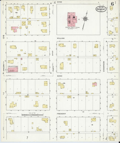Sanborn Fire Insurance Map from Bement, Piatt County, Illinois (1915), Sheet #0006 - Complete Map Set gallery image, historic Sanborn map, vintage wall art, Illinois Illinois