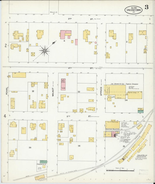 Sanborn Fire Insurance Map from Uniontown, Union County, Kentucky (1903), Sheet #0003 - Historic Sanborn Fire Insurance Map Print, vintage old map wall art, antique decor, genealogy gift, Kentucky Kentucky map