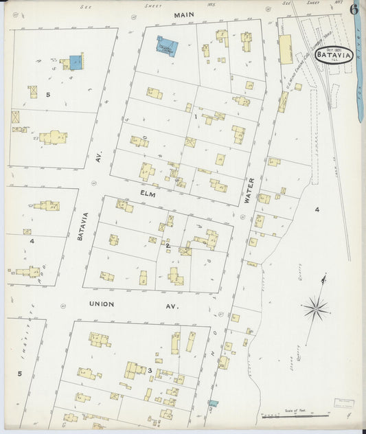 Sanborn Fire Insurance Map from Batavia, Kane County, Illinois (1891), Sheet #0006 - Historic Sanborn Fire Insurance Map Print, vintage old map wall art, antique decor, genealogy gift, Illinois Illinois map