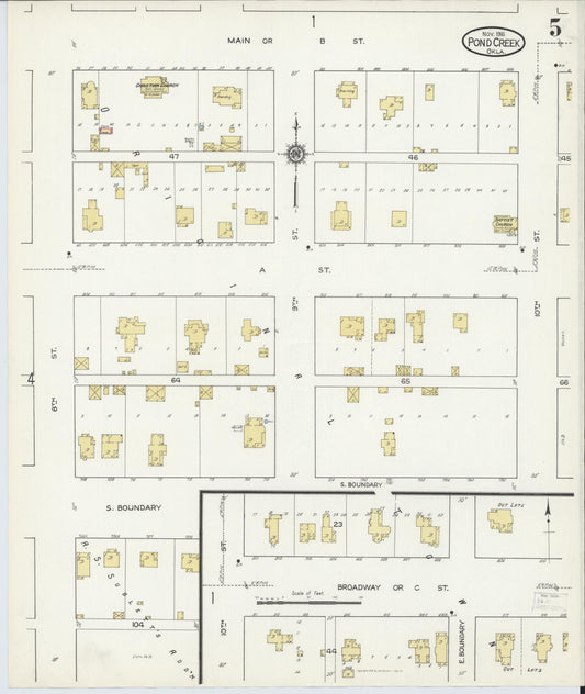 Sanborn Fire Insurance Map from Pond Creek, Grant County, Oklahoma (1916), Sheet #0005 - Historic Sanborn Fire Insurance Map Print, vintage old map wall art, antique decor, genealogy gift, Oklahoma Oklahoma map