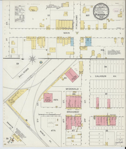 Sanborn Fire Insurance Map from Sylacauga, Talladega County, Alabama (1894), Sheet #0001 - Historic Sanborn Fire Insurance Map Print, vintage old map wall art, antique decor, genealogy gift, Alabama Alabama map