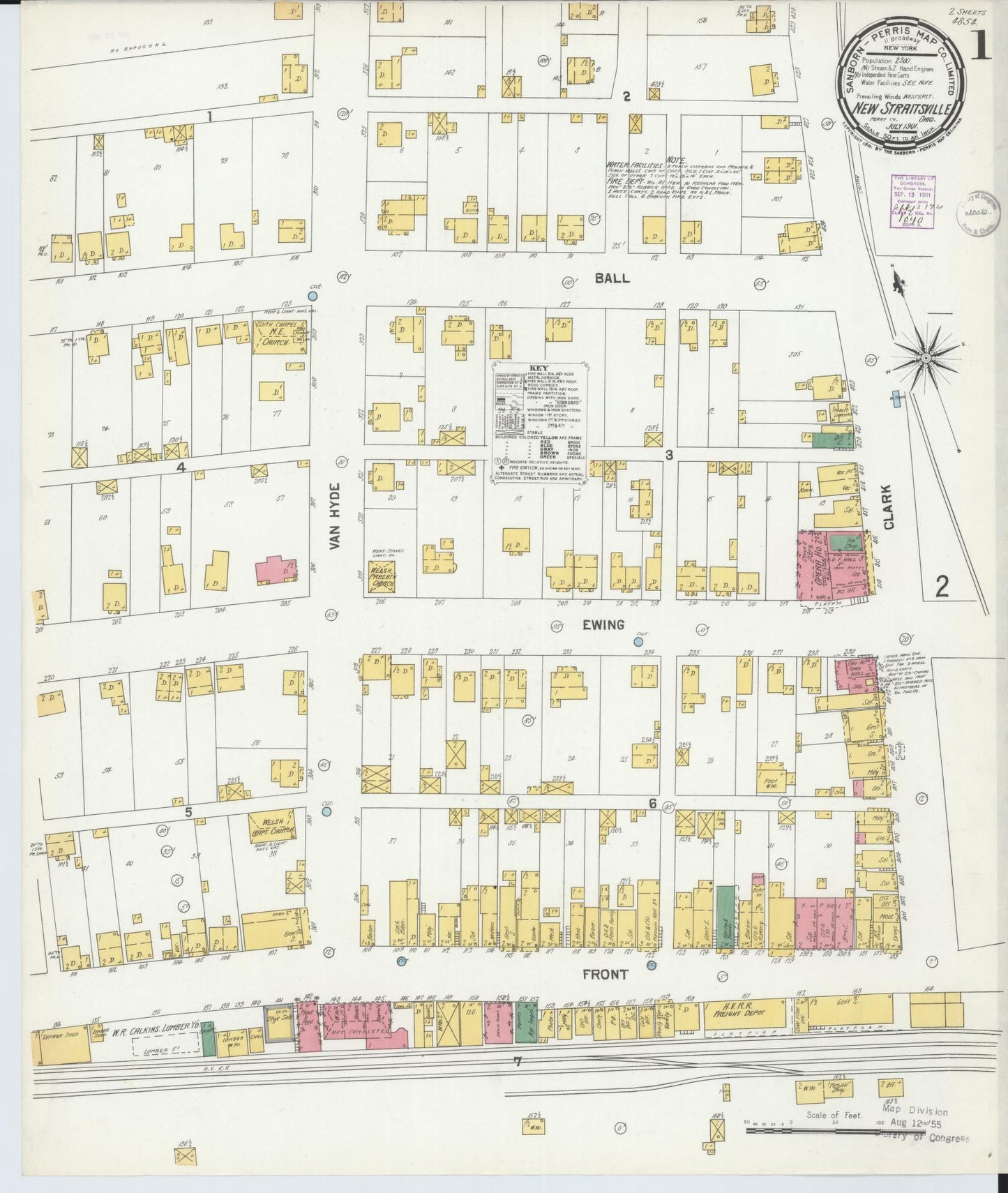 Sanborn Fire Insurance Map from New Straitsville, Perry County, Ohio (1901), Sheet #0001 - Historic Sanborn Fire Insurance Map Print, vintage old map wall art, antique decor, genealogy gift, Ohio Ohio map