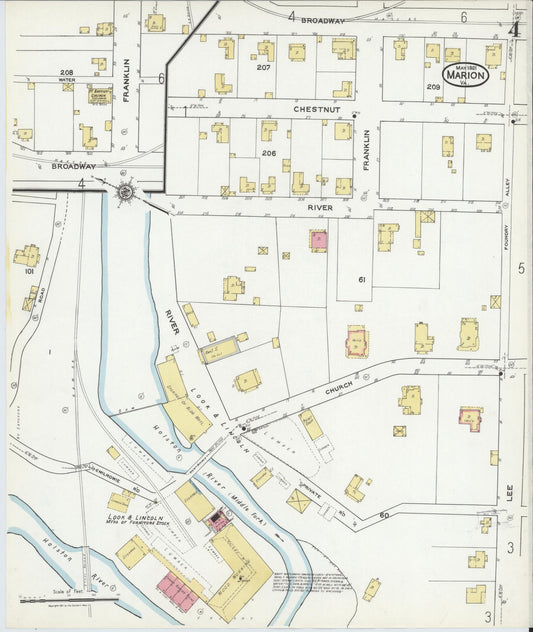 Sanborn Fire Insurance Map from Marion, Smyth County, Virginia (1921), Sheet #0004 - Historic Sanborn Fire Insurance Map Print, vintage old map wall art, antique decor, genealogy gift, Virginia Virginia map