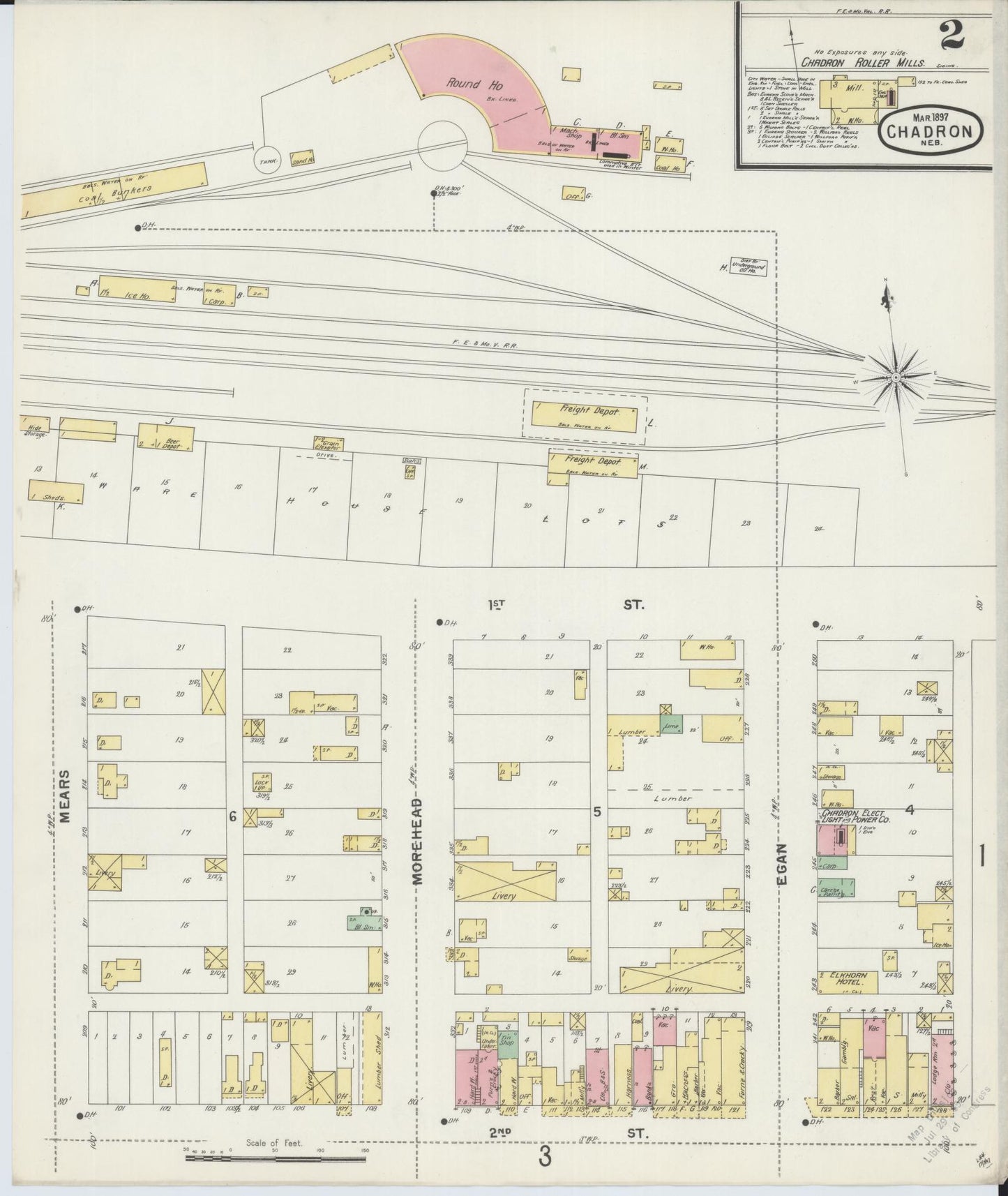 Sanborn Fire Insurance Map from Chadron, Dawes County, Nebraska (1897), Sheet #0002 - Complete Map Set gallery image, historic Sanborn map, vintage wall art, Nebraska Nebraska