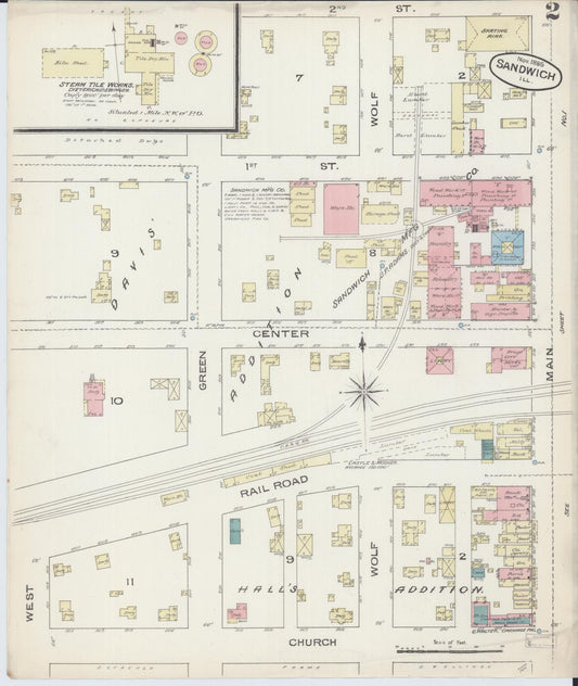 Sanborn Fire Insurance Map from Sandwich, De Kalb County, Illinois (1885), Sheet #0002 - Historic Sanborn Fire Insurance Map Print, vintage old map wall art, antique decor, genealogy gift, Illinois Illinois map