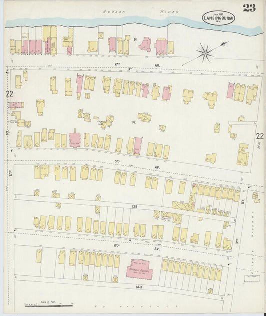 Sanborn Fire Insurance Map from Lansingburg, Rensselaer County, New York (1897), Sheet #0023 - Historic Sanborn Fire Insurance Map Print, vintage old map wall art, antique decor, genealogy gift, New York New York map