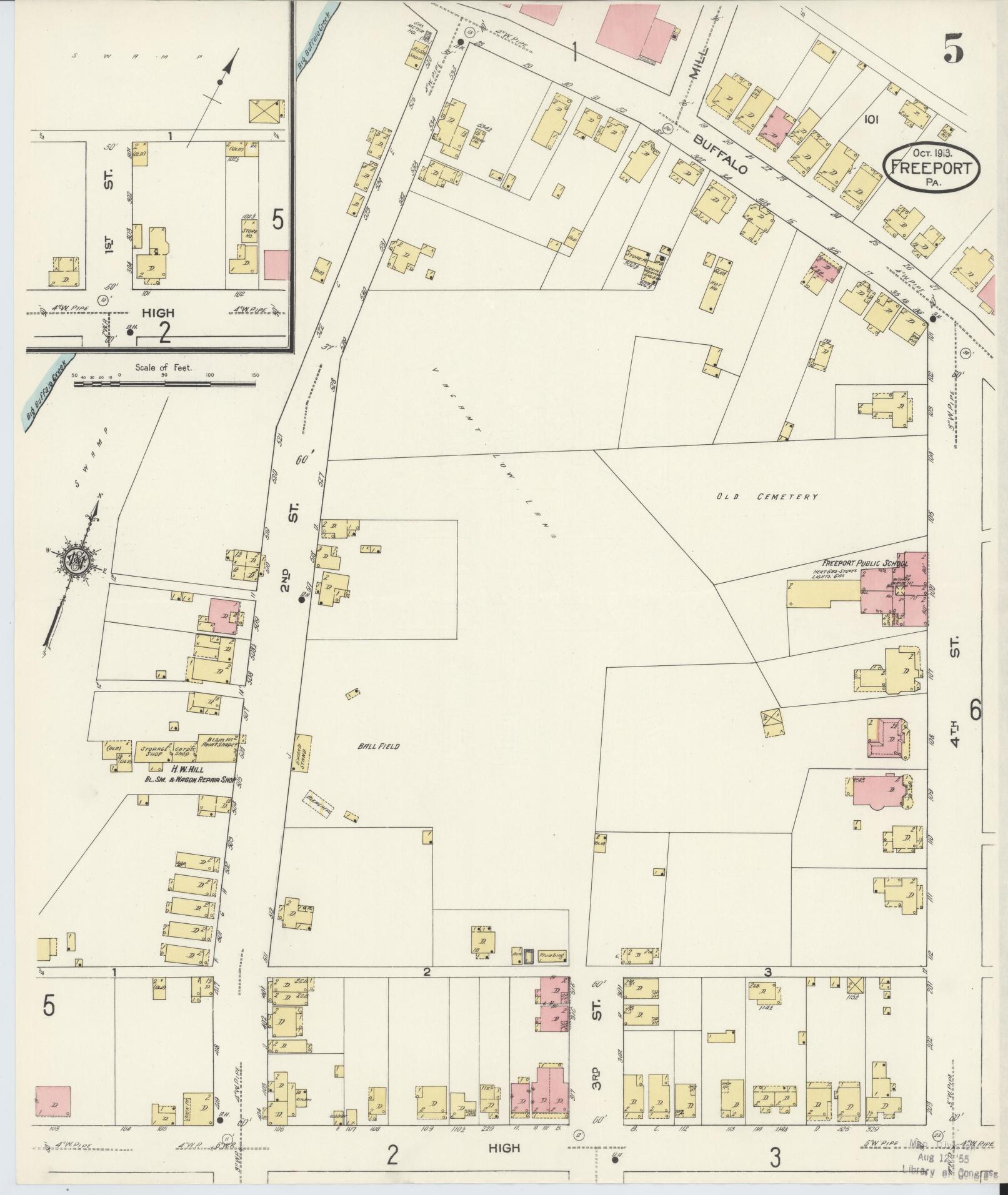 Sanborn Fire Insurance Map from Freeport, Armstrong County, Pennsylvania (1913), Sheet #0005 - Historic Sanborn Fire Insurance Map Print, vintage old map wall art, antique decor, genealogy gift, Pennsylvania Pennsylvania map