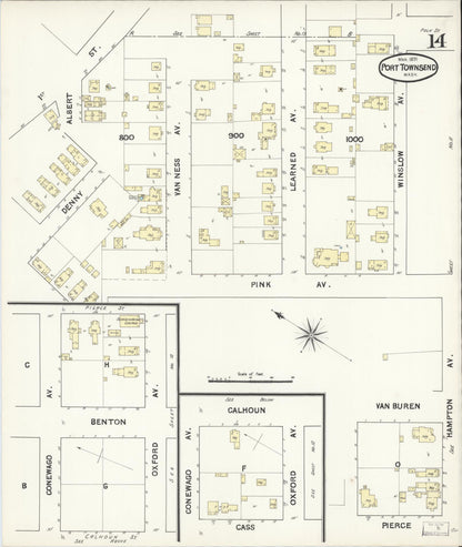Sanborn Fire Insurance Map from Port Townsend, Jefferson County, Washington (1891), Sheet #0014 - Complete Map Set gallery image, historic Sanborn map, vintage wall art, Washington Washington