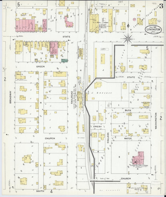 Sanborn Fire Insurance Map from Lovington, Moultrie County, Illinois (1909), Sheet #0003 - Historic Sanborn Fire Insurance Map Print, vintage old map wall art, antique decor, genealogy gift, Illinois Illinois map