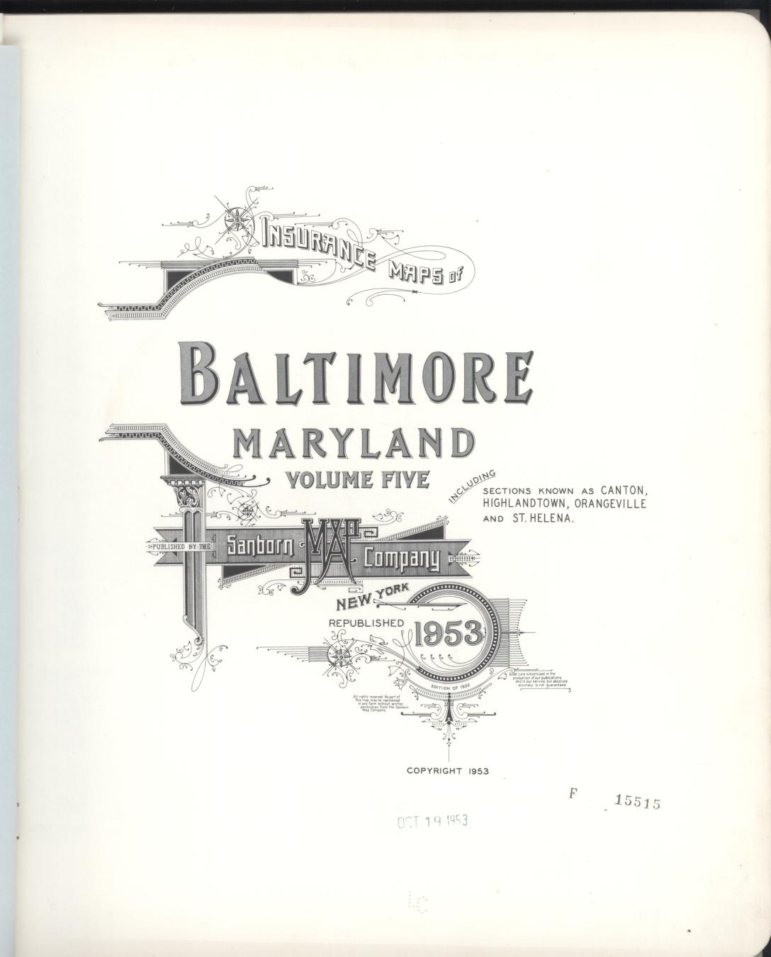 Independent Cities, Maryland - 1953 - Sanborn Fire Insurance Map, Sheet #0001 - Historic Sanborn Fire Insurance Map Print, Independent Cities Maryland 1953 0001 vintage old map wall art