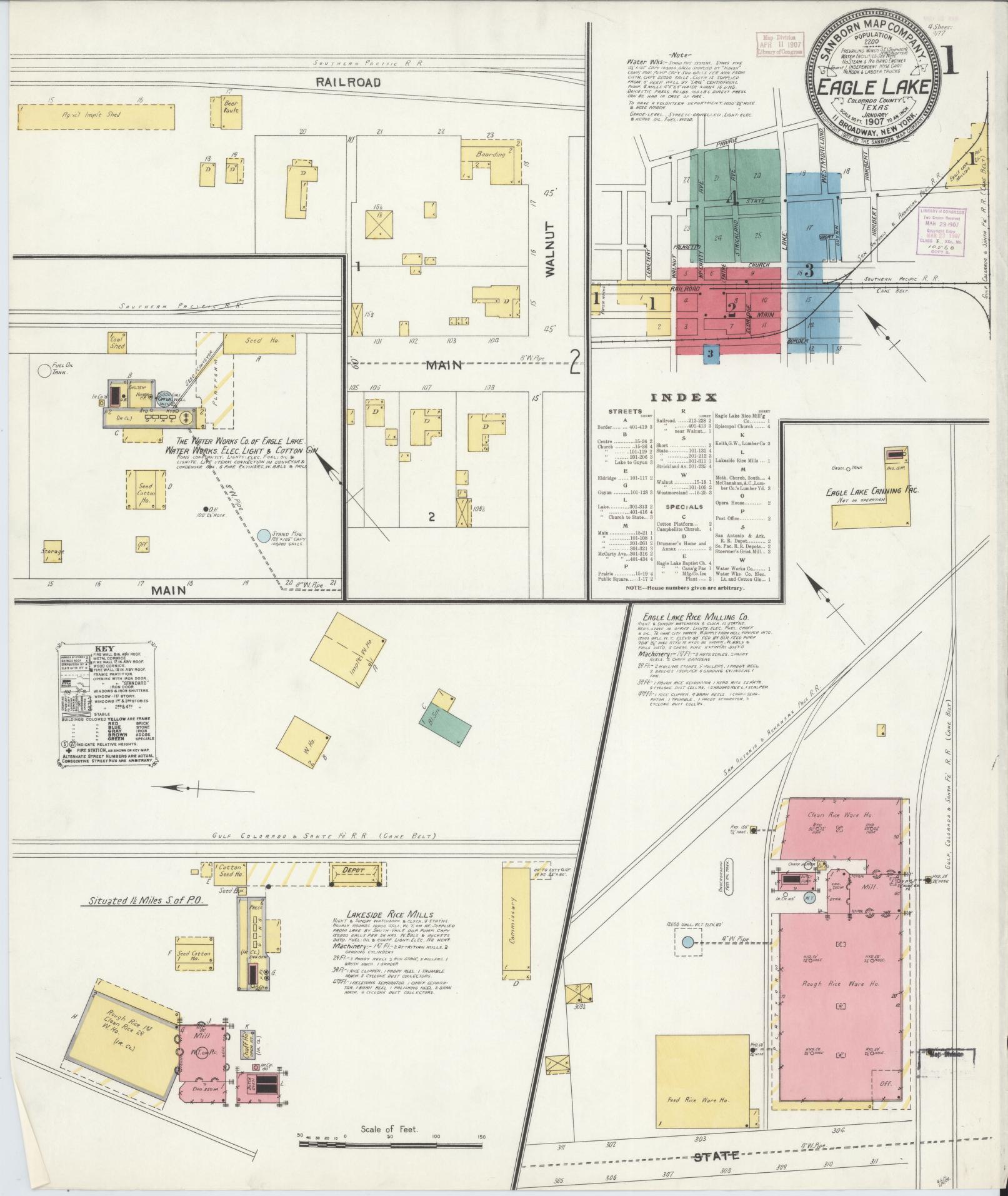 Sanborn Fire Insurance Map from Eagle Lake, Colorado County, Texas. (1907) – Historic Sanborn Fire Insurance Map Print