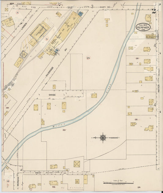 Sanborn Fire Insurance Map from Heppner, Morrow County, Oregon (1932), Sheet #0002 - Historic Sanborn Fire Insurance Map Print, vintage old map wall art, antique decor, genealogy gift, Oregon Oregon map