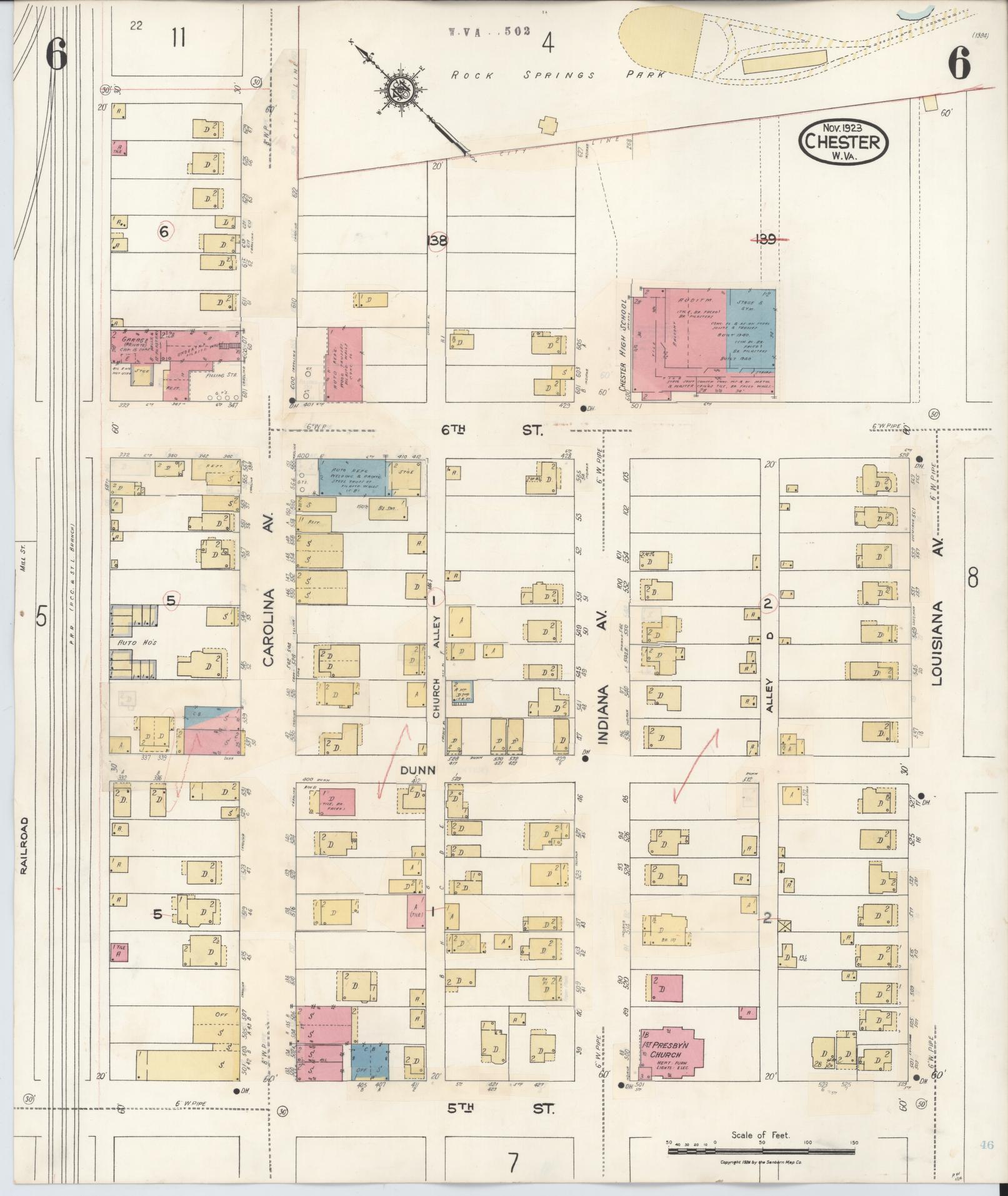 Sanborn Fire Insurance Map from Chester, Hancock County, West Virginia (1942), Sheet #0006 - Complete Map Set gallery image, historic Sanborn map, vintage wall art, West Virginia West Virginia