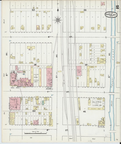 Sanborn Fire Insurance Map from Greeley, Weld County, Colorado (1891), Sheet #0002 - Complete Map Set gallery image, historic Sanborn map, vintage wall art, Colorado Colorado