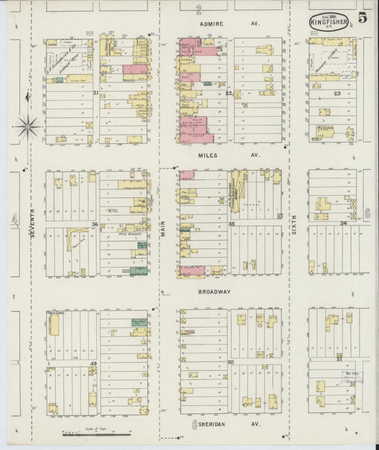 Sanborn Fire Insurance Map from Kingfisher, Kingfisher County, Oklahoma (1895), Sheet #0005 - Historic Sanborn Fire Insurance Map Print, vintage old map wall art, antique decor, genealogy gift, Oklahoma Oklahoma map