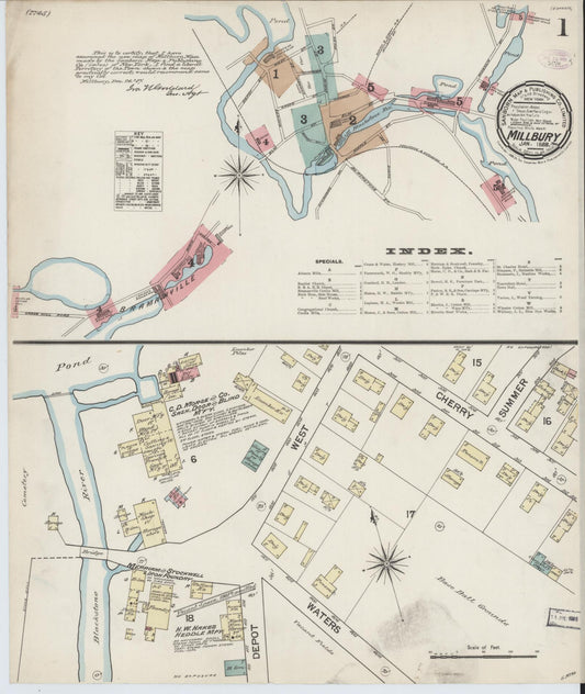 Sanborn Fire Insurance Map from Millbury, Worcester County, Massachusetts. (1888) – Historic Sanborn Fire Insurance Map Print