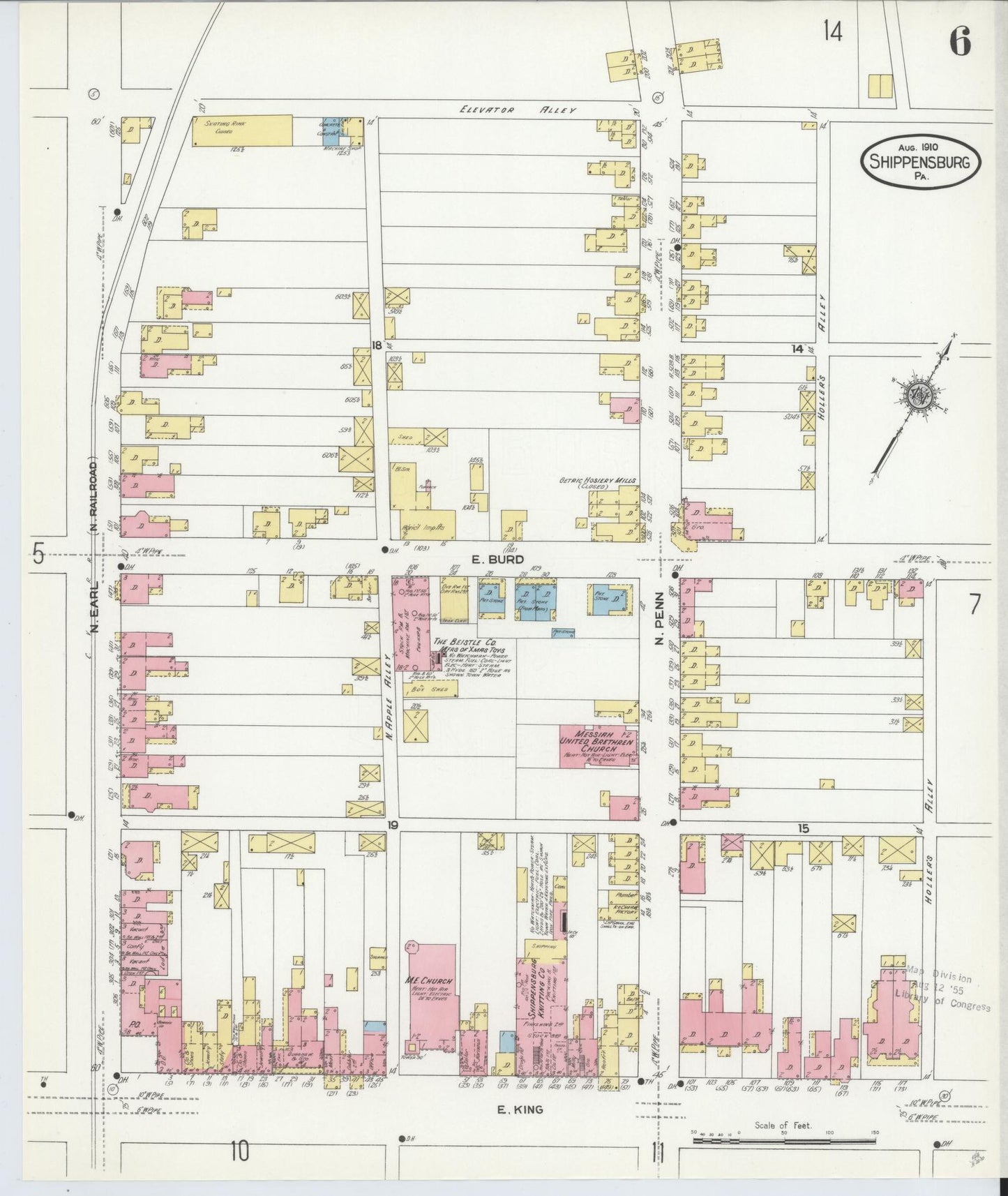 Sanborn Fire Insurance Map from Shippensburg, Cumberland And Franklin Counties, Pennsylvania (1910), Sheet #0006 - Complete Map Set gallery image, historic Sanborn map, vintage wall art, Counties Pennsylvania