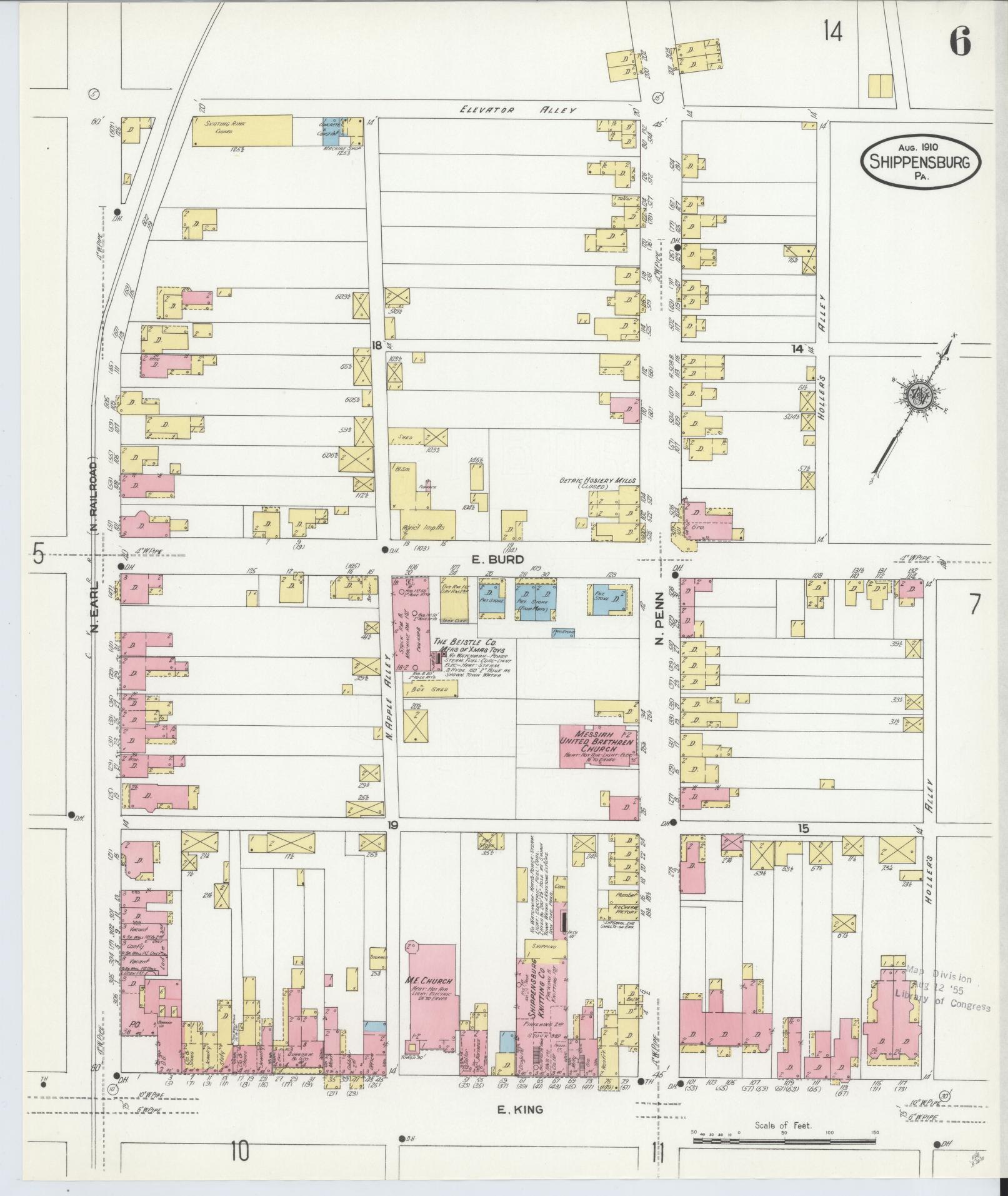 Sanborn Fire Insurance Map from Shippensburg, Cumberland And Franklin Counties, Pennsylvania (1910), Sheet #0006 - Complete Map Set gallery image, historic Sanborn map, vintage wall art, Counties Pennsylvania
