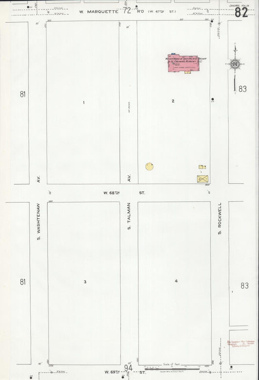 Sanborn Fire Insurance Map from Chicago, Cook County, Illinois (1920), Sheet #0082 - Historic Sanborn Fire Insurance Map Print, vintage old map wall art, antique decor, genealogy gift, Illinois Illinois map