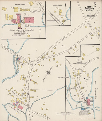Sanborn Fire Insurance Map from Oxford, Worcester County, Massachusetts (1922), Sheet #0002 - Complete Map Set gallery image, historic Sanborn map, vintage wall art, Massachusetts Massachusetts