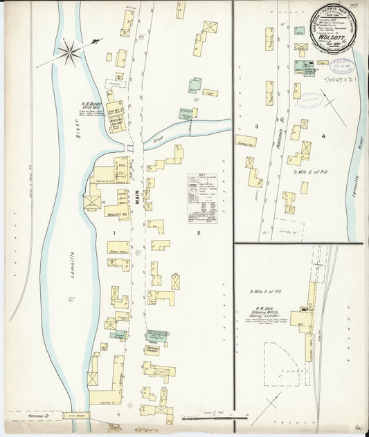 Sanborn Fire Insurance Map from Wolcott, Lamoille County, Vermont (1897), Sheet #0001 - Historic Sanborn Fire Insurance Map Print, vintage old map wall art, antique decor, genealogy gift, Vermont Vermont map