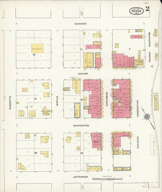 Sanborn Fire Insurance Map from Kosse, Limestone County, Texas (1921), Sheet #0002 - Historic Sanborn Fire Insurance Map Print, vintage old map wall art, antique decor, genealogy gift, Texas Texas map