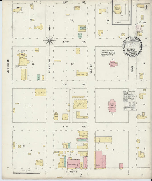 Sanborn Fire Insurance Map from Lonoke, Lonoke County, Arkansas (1897), Sheet #0001 - Complete Map Set gallery image, historic Sanborn map, vintage wall art, Arkansas Arkansas