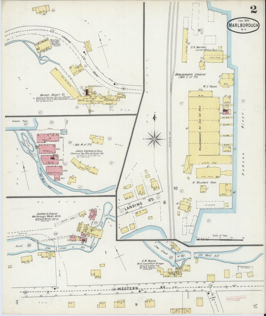Sanborn Fire Insurance Map from Marlborough, Ulster County, New York (1895), Sheet #0002 - Historic Sanborn Fire Insurance Map Print, vintage old map wall art, antique decor, genealogy gift, New York New York map