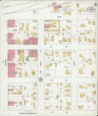 Sanborn Fire Insurance Map from Salisbury, Chariton County, Missouri (1899), Sheet #0003 - Complete Map Set gallery image, historic Sanborn map, vintage wall art, Missouri Missouri