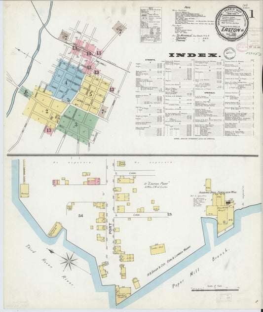 Sanborn Fire Insurance Map from Easton, Talbot County, Maryland (1896), Sheet #0001 - Complete Map Set gallery image, historic Sanborn map, vintage wall art, Maryland Maryland