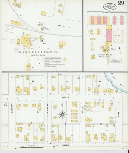 Sanborn Fire Insurance Map from Pine Bluff, Jefferson County, Arkansas (1901), Sheet #0029 - Complete Map Set gallery image, historic Sanborn map, vintage wall art, Arkansas Arkansas
