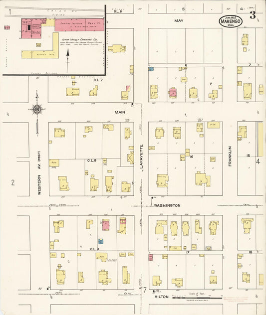 Sanborn Fire Insurance Map from Marengo, Iowa County, Iowa (1922), Sheet #0003 - Historic Sanborn Fire Insurance Map Print, vintage old map wall art
