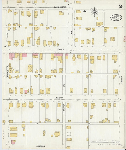 Sanborn Fire Insurance Map from Muncy, Lycoming County, Pennsylvania (1906), Sheet #0002 - Historic Sanborn Fire Insurance Map Print, vintage old map wall art, antique decor, genealogy gift, Pennsylvania Pennsylvania map