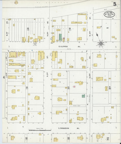 Sanborn Fire Insurance Map from Vinita, Craig County, Oklahoma (1905), Sheet #0005 - Complete Map Set gallery image, historic Sanborn map, vintage wall art, Oklahoma Oklahoma