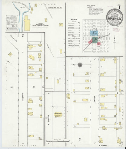 Sanborn Fire Insurance Map from Marienville, Forest County, Pennsylvania (1909), Sheet #0001 - Historic Sanborn Fire Insurance Map Print, vintage old map wall art, antique decor, genealogy gift, Pennsylvania Pennsylvania map